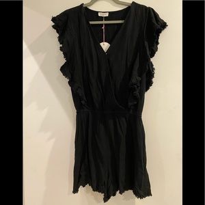 Umgee Black short romper with frayed edges